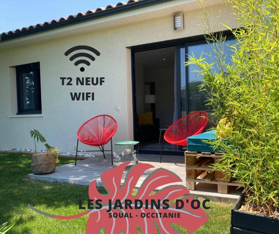 Les Jardins D'Oc - Wifi, Terrasse Et Jardinet - Appart T2 Neuf Soual Esterno foto
